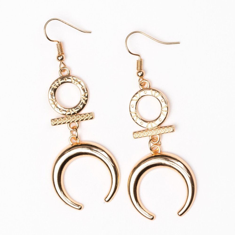 Boho Gold Moon Earrings Paparazzi